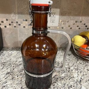 Dark glass 2 liter growler.